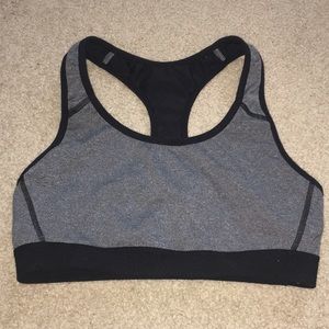 Grey razor-back sports bra